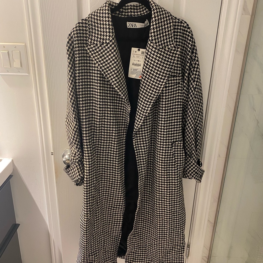 Zara Monochrome Houndstooth Jacket
